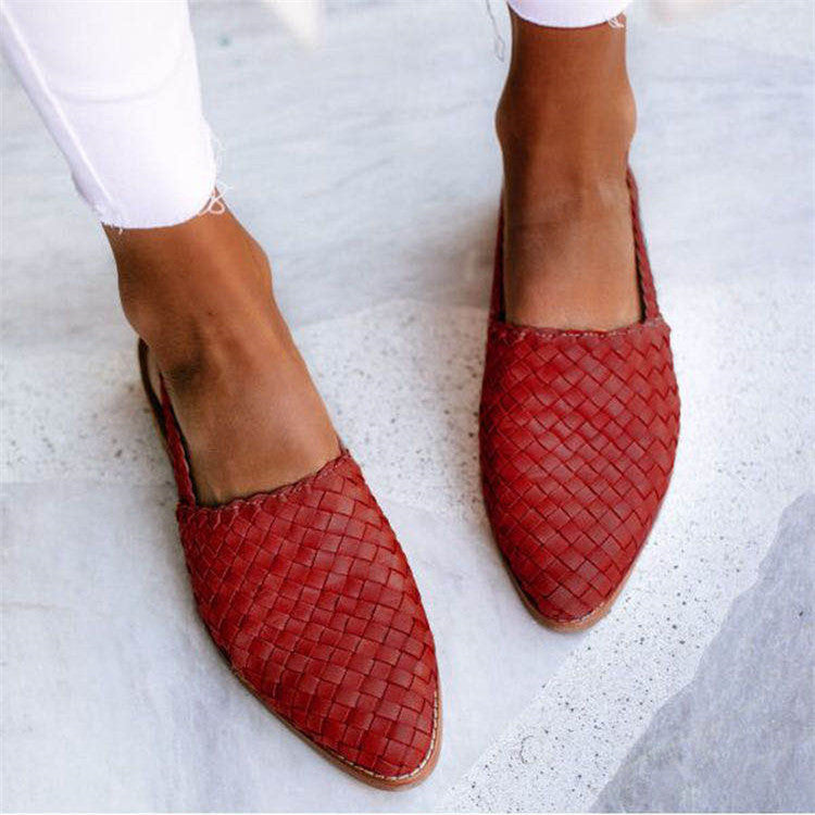 Mira - Trendy slip-on slingback sko med vævet, struktureret