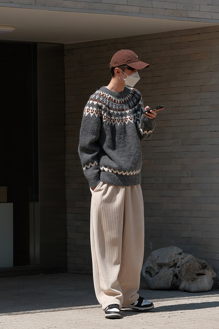 Lina - Fair Isle-sweater med smal pasform og ribbede