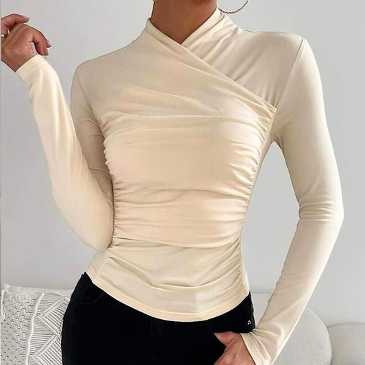 Sofie – Klassisk Cross-Neck Top Til Hverdag