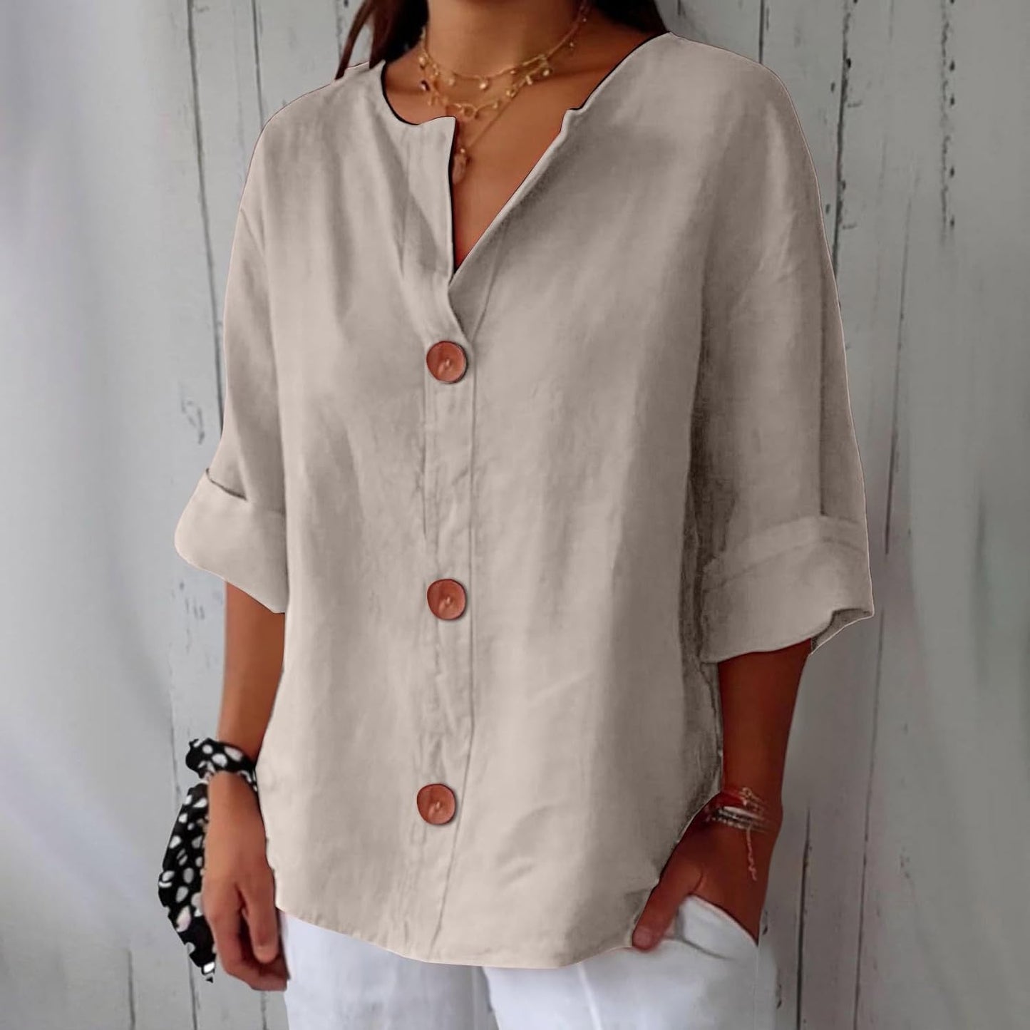 Elegant Casual Løs Bluse Damer