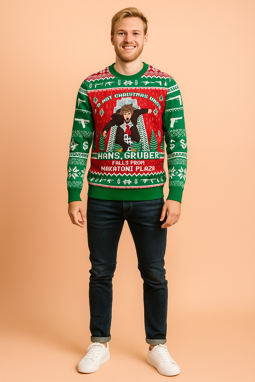 Gabriel | Julesweater med rund hals og festligt mønster
