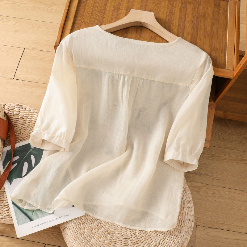 Hilde | Blomstret afslappet bluse med vintage charme og elegance