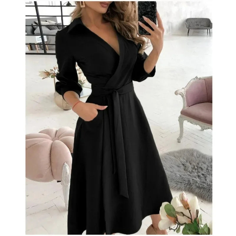 Dame Elegant Stilfuld Sommerfugleprint Omslagskjole