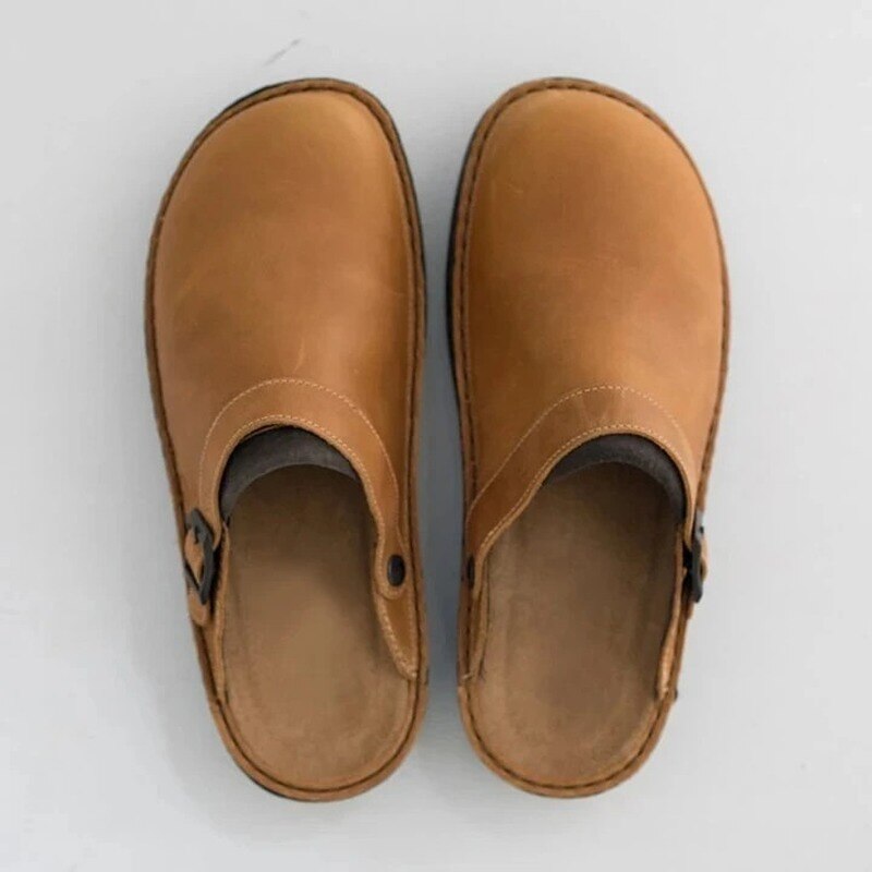 Komfortable Brune Læder Slip-On Træsko