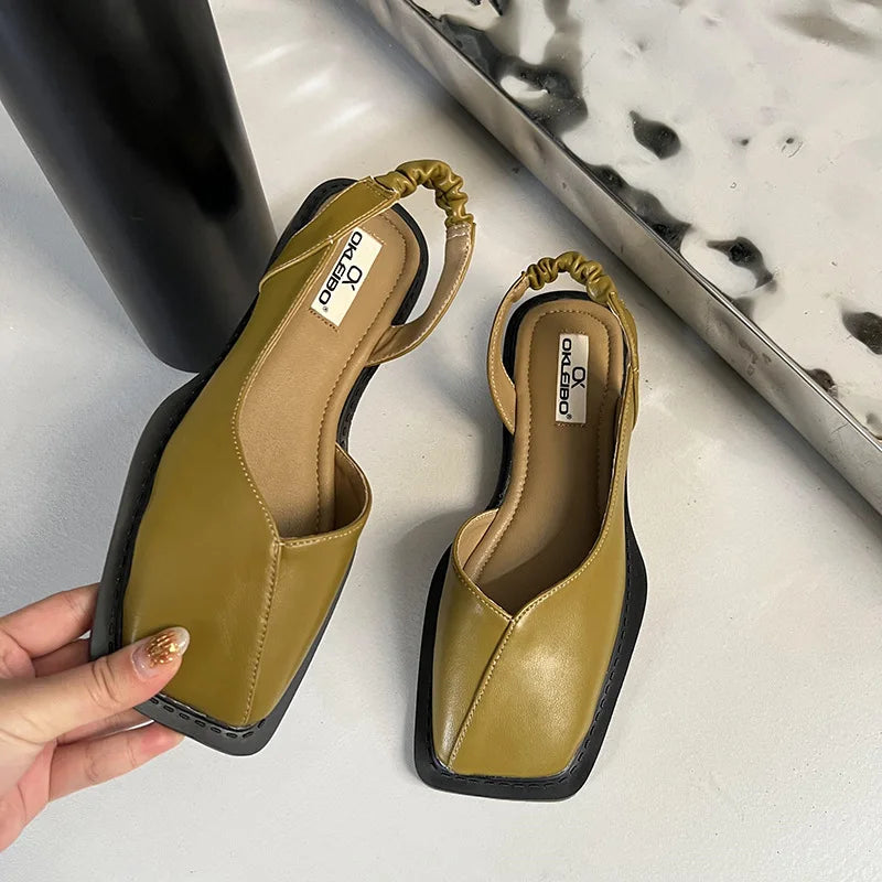Slingback Sandaler med Firkantet Tå