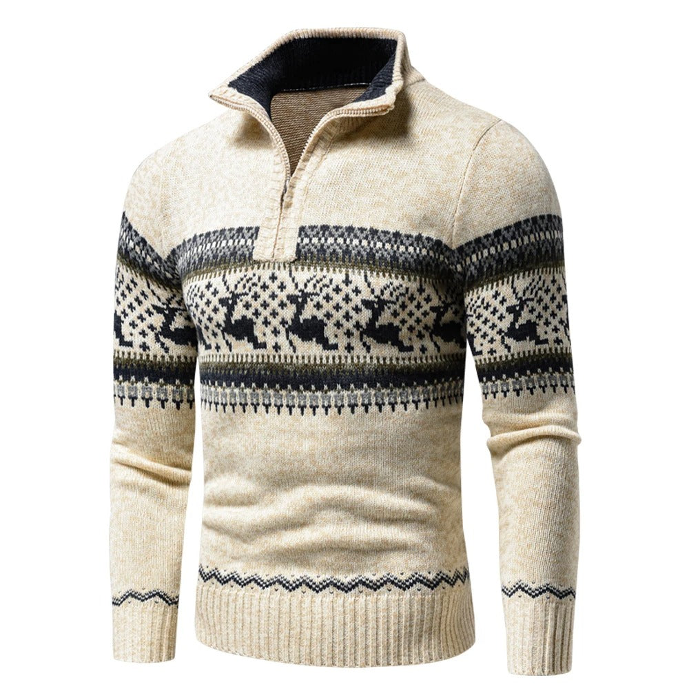 Kris | Julesweater med halv lynlås og vintermotiv