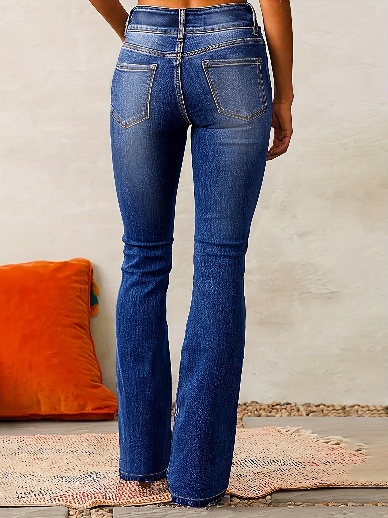 Højtaljede Dame Flared Jeans til Foråret