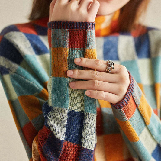 Elizabeth oversized sweater med ternmønster