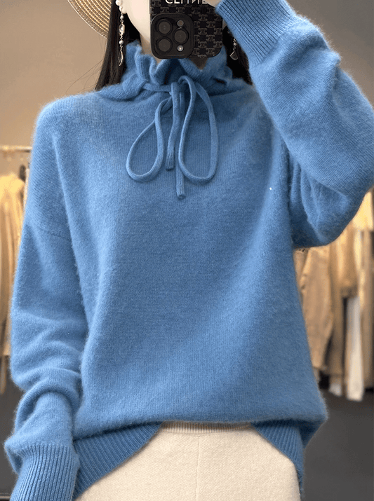 Strikket sweater med justerbar snøre