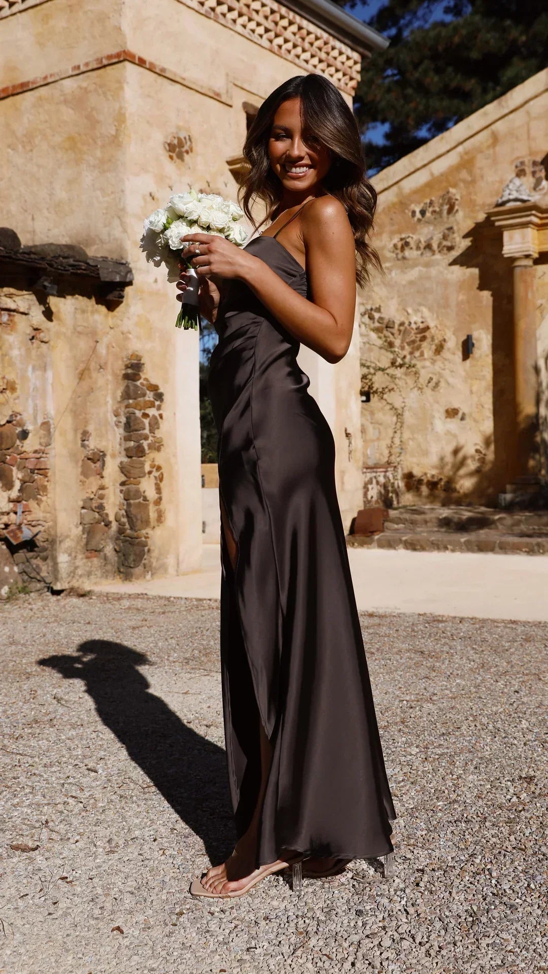 Dame Elegant Forårs Satin Slip Maxikjole