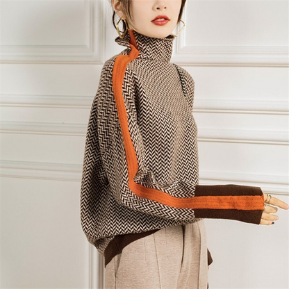 Moderne Stilfuld Elegant Stribet Sweater