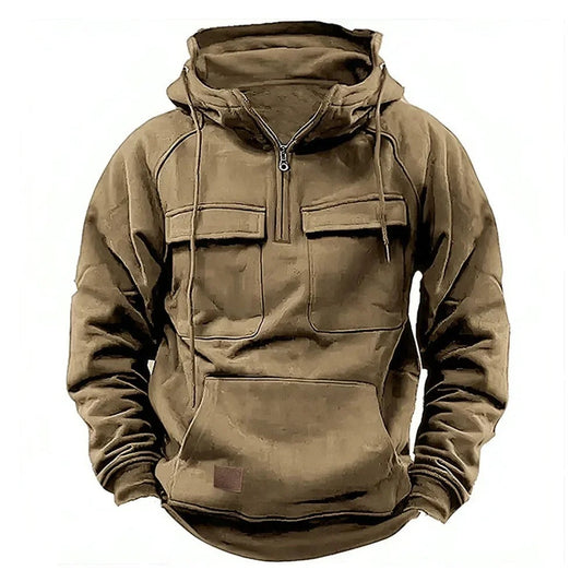 David | Taktisk Hoodie med Halv Lynlås i Robust Materiale