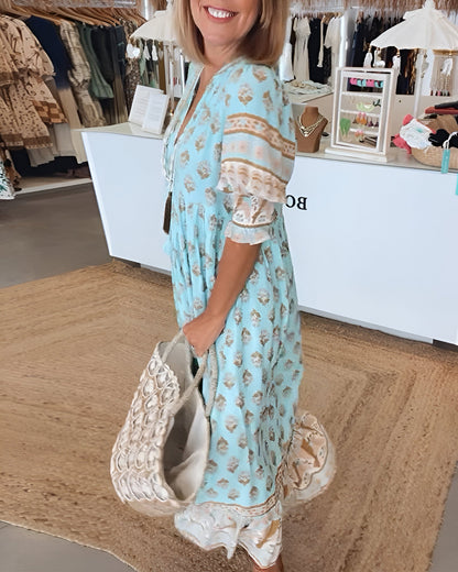 Dame Elegant Stilfuld Casual Midi-Kjole