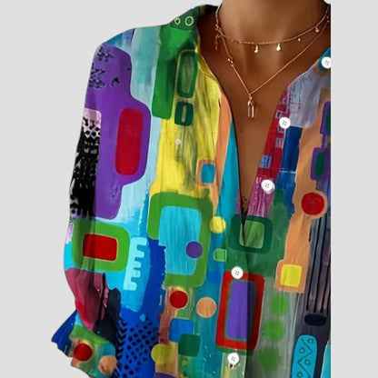 Sanne | Elegant bluse med geometrisk mønster og let pasform