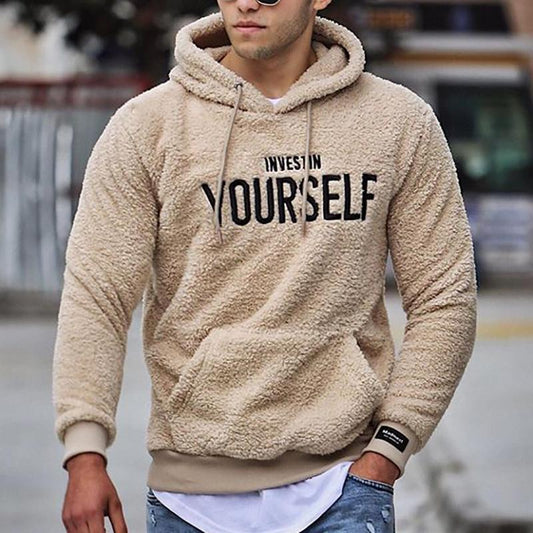 George | Sherpa Hoodie med Kænguru-Lomme og Motiverende Print