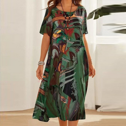 Dame Elegant Stilfuld Casual Midikjole