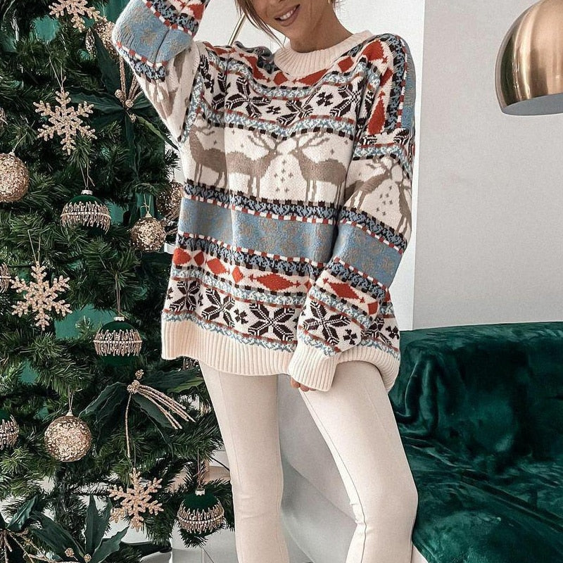 Merry | Julesweater med rensdyrmønster og løs pasform
