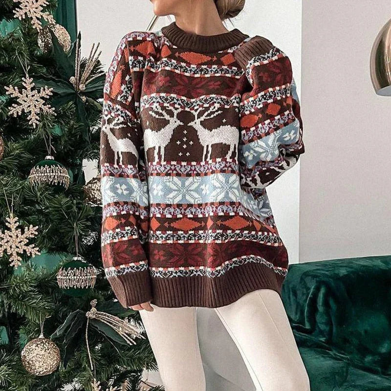 Merry | Julesweater med rensdyrmønster og løs pasform