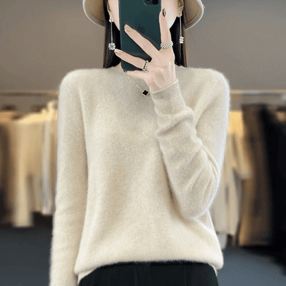 Elegant Blød Strikket Pullover Sweater