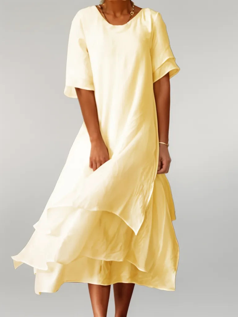 Stilfuld Lagdelt Sommer Midi Kjole