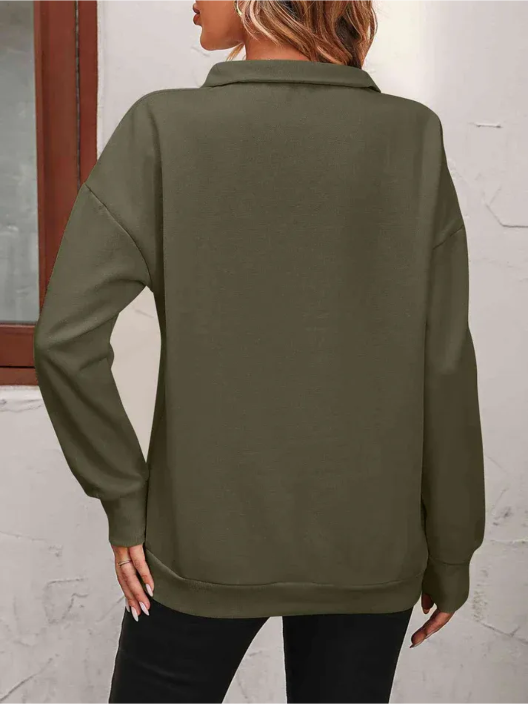 Sweatshirt med lynlås og hængende skulder til kvinder