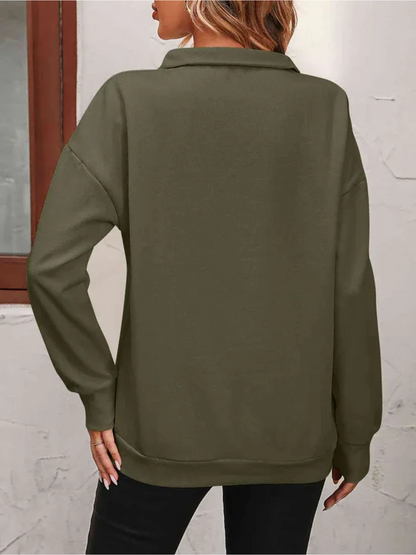 Sweatshirt med lynlås og hængende skulder til kvinder