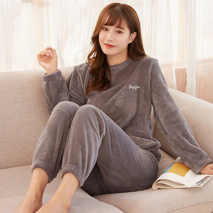 Dame Varmt Pyjamasæt med Lange Ærmer