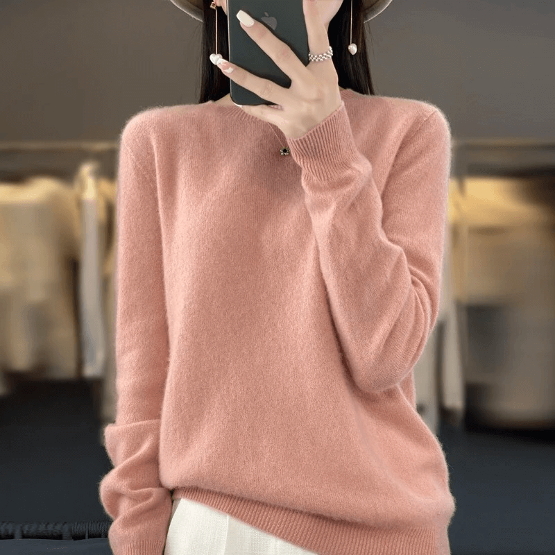 Elegant Blød Strikket Pullover Sweater