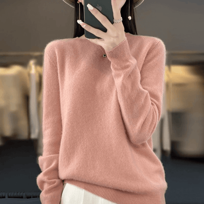 Elegant Blød Strikket Pullover Sweater