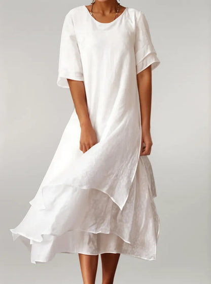 Stilfuld Lagdelt Sommer Midi Kjole