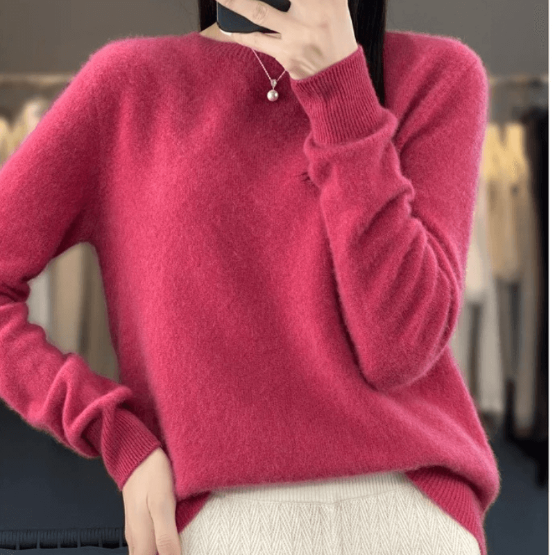 Elegant Blød Strikket Pullover Sweater