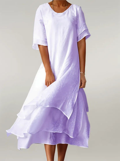 Stilfuld Lagdelt Sommer Midi Kjole