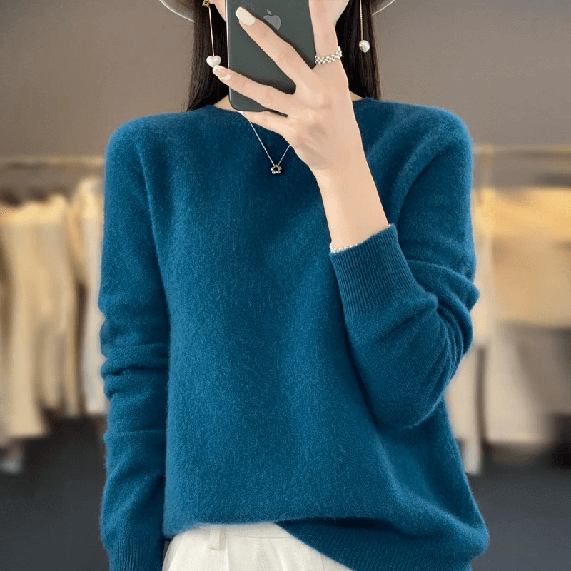Elegant Blød Strikket Pullover Sweater