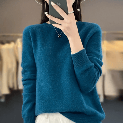 Elegant Blød Strikket Pullover Sweater