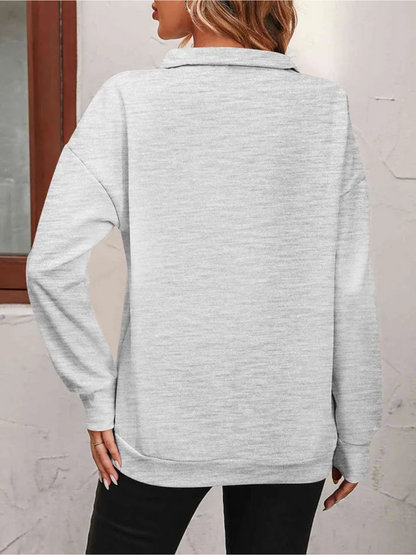 Sweatshirt med lynlås og hængende skulder til kvinder