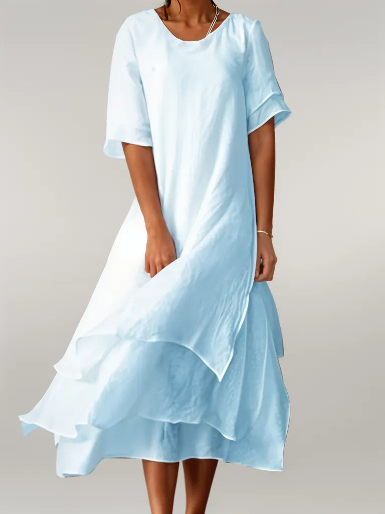 Stilfuld Lagdelt Sommer Midi Kjole