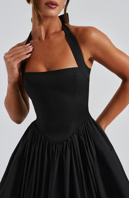 Dame Halter Midi Kjole til Bryllupsgæst