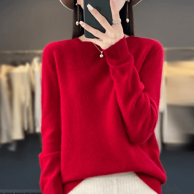 Elegant Blød Strikket Pullover Sweater