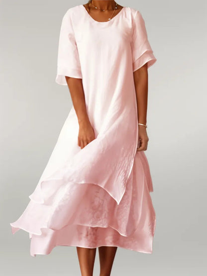 Stilfuld Lagdelt Sommer Midi Kjole