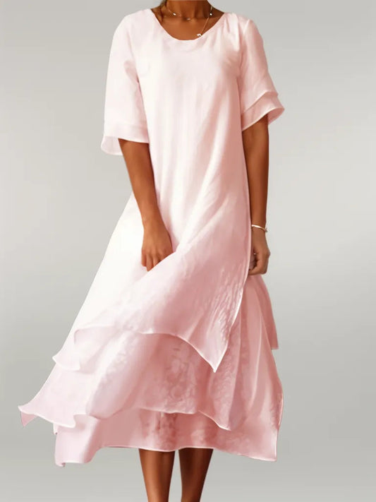 Stilfuld Lagdelt Sommer Midi Kjole