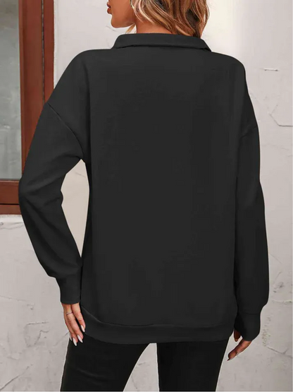 Sweatshirt med lynlås og hængende skulder til kvinder