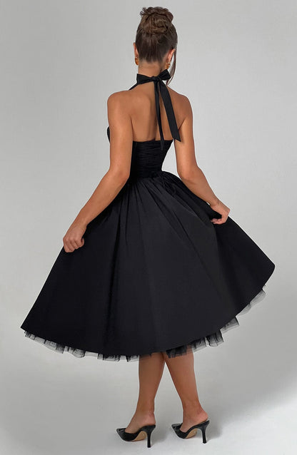 Dame Halter Midi Kjole til Bryllupsgæst