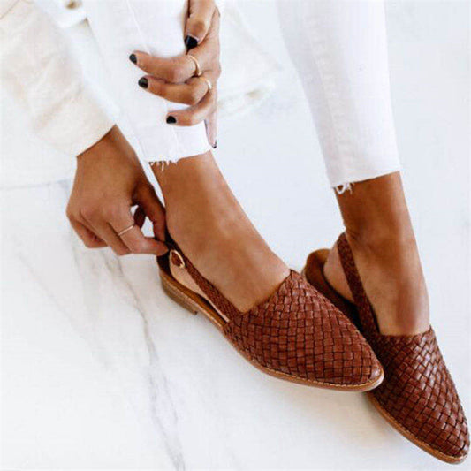 Mira - Trendy slip-on slingback sko med vævet, struktureret