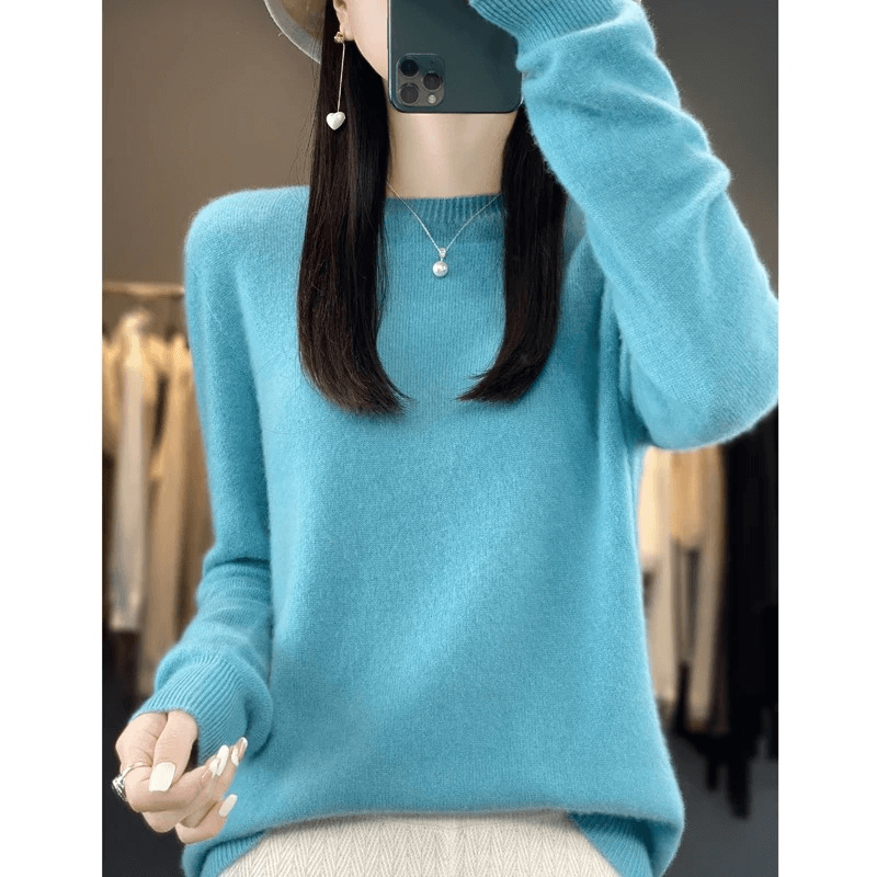 Elegant Blød Strikket Pullover Sweater
