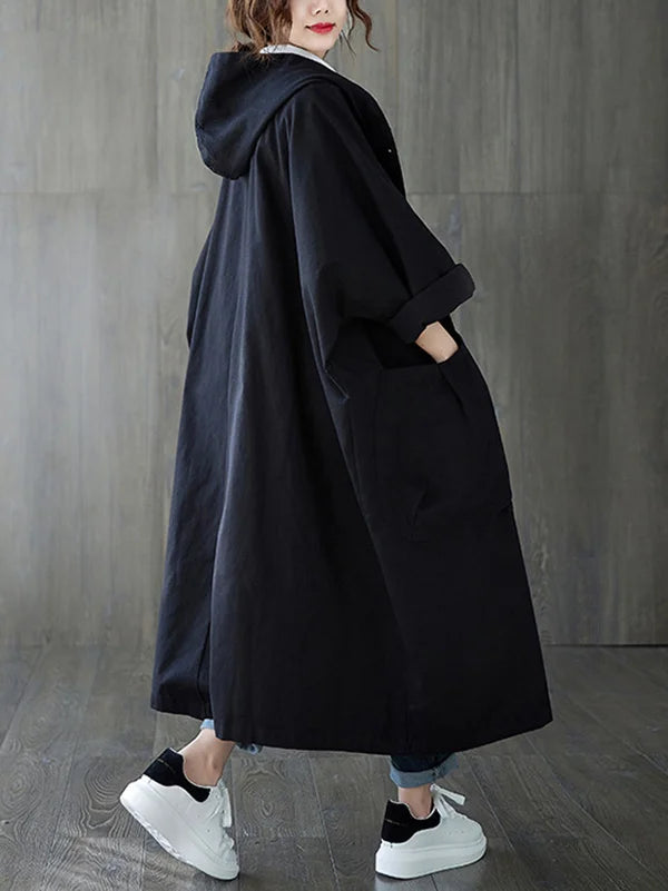 Vigga | Trenchcoat med hætte og elegant lang pasform