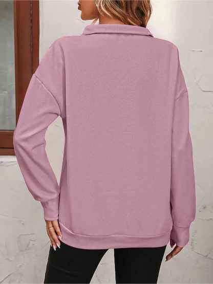 Sweatshirt med lynlås og hængende skulder til kvinder