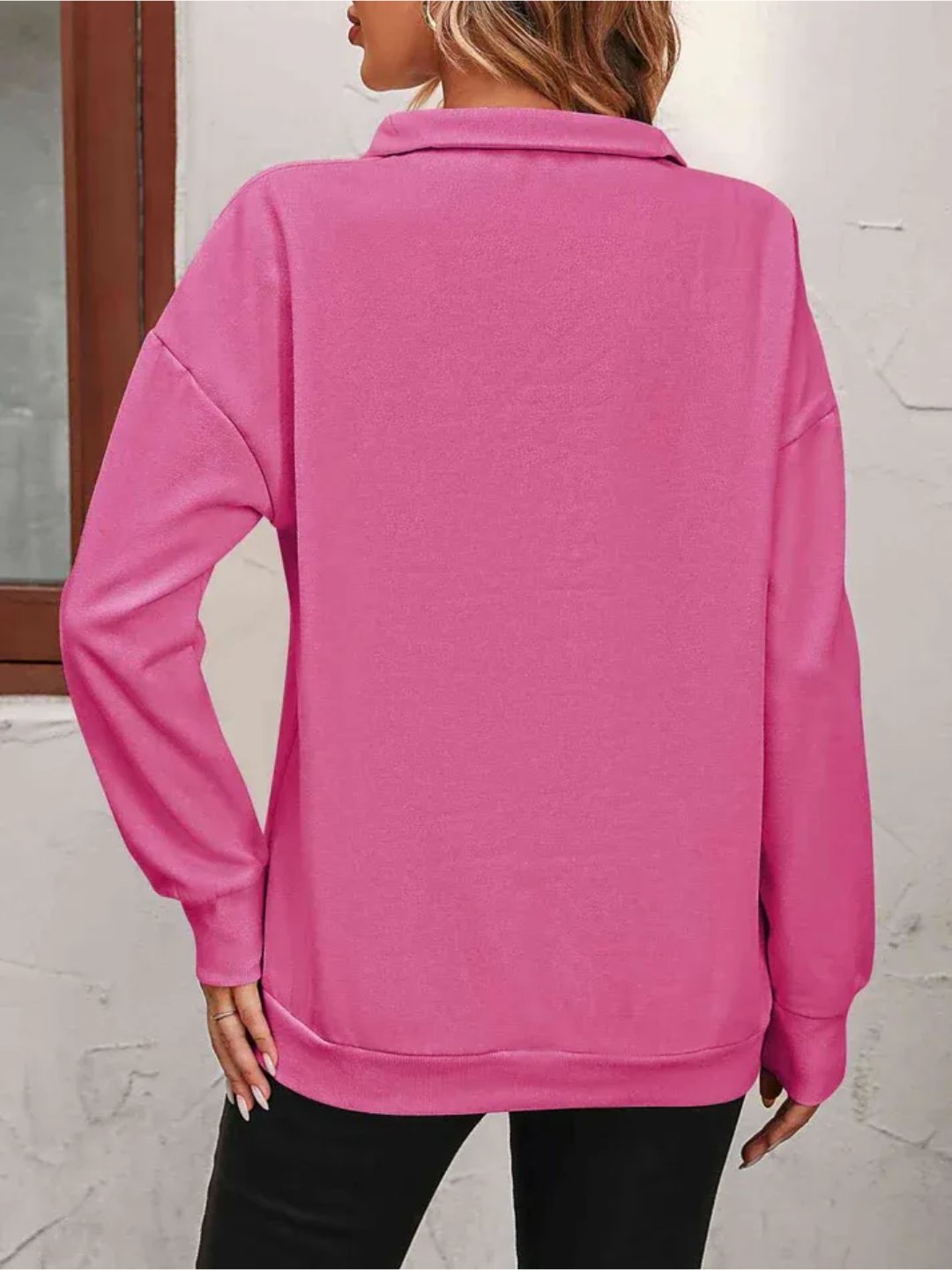Sweatshirt med lynlås og hængende skulder til kvinder