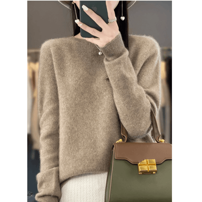 Elegant Blød Strikket Pullover Sweater