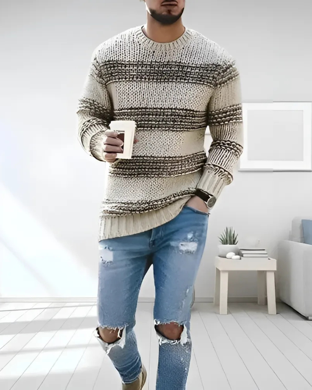 Elegant Eksklusiv Blød Premium Striktrøje