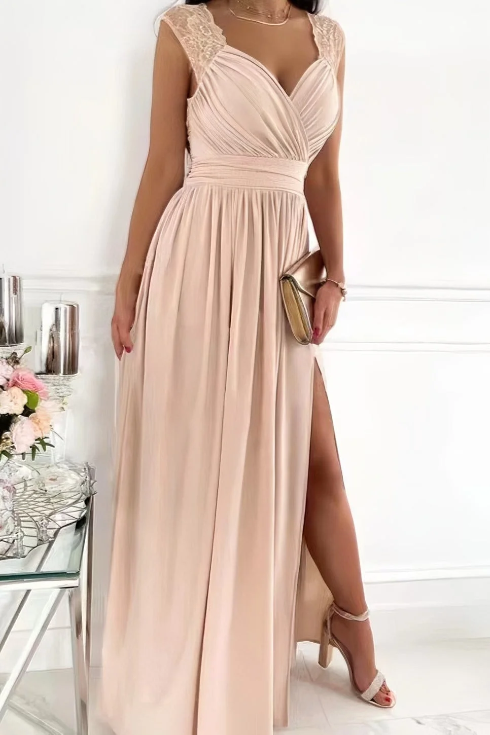 Moderne Elegant Stilfuld Ærmeløs Maxikjole